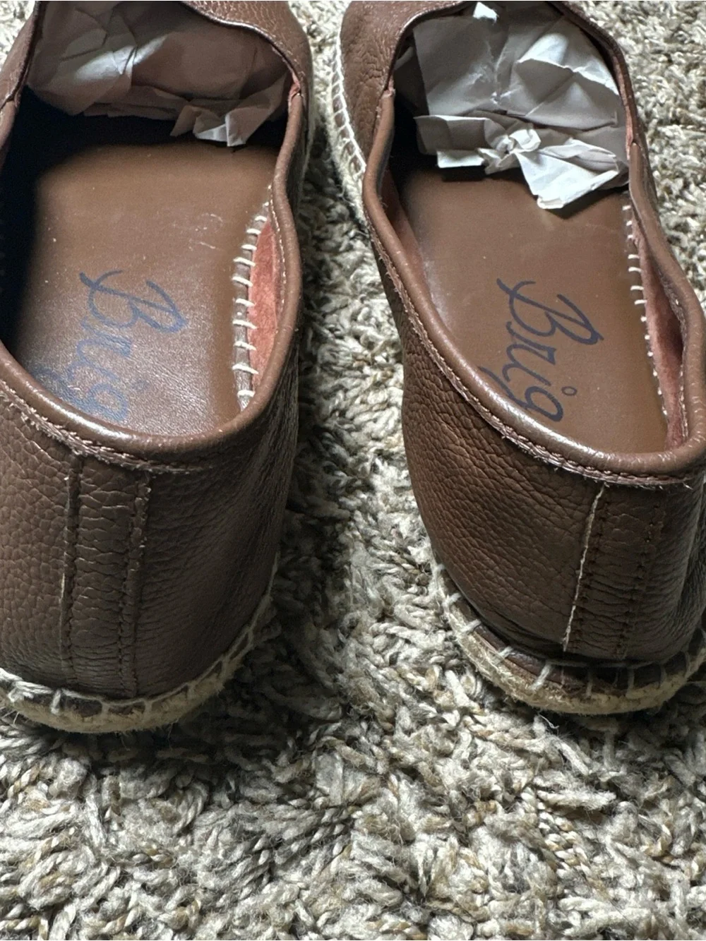 Brighton Groove Brown Leather Espadrille Flats Women’s Size 11 Slip On Loafers